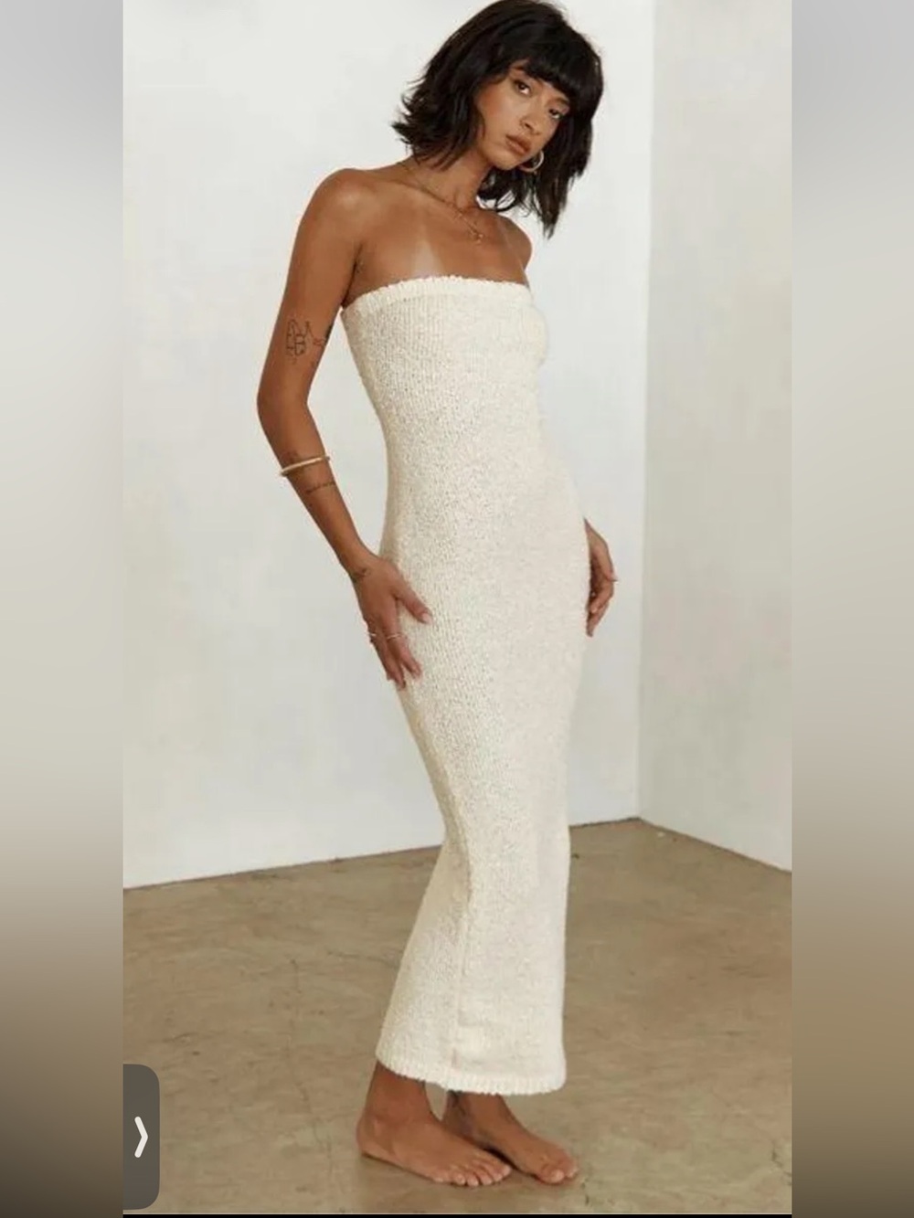 Princess Polly Cloud Strapless Boucle Knit Maxi Dress